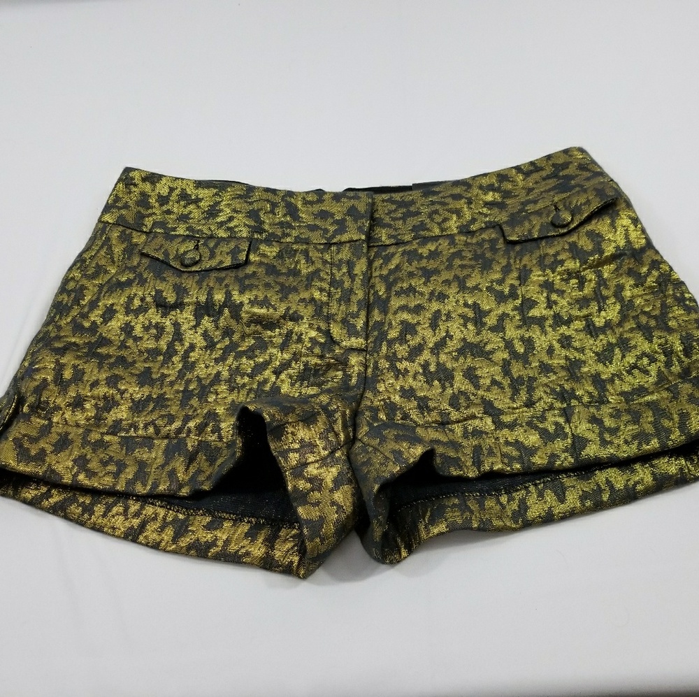 Express black and gold metallic cuffed shorts